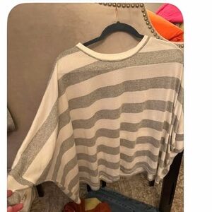 Chic Striped Gray and White Women's Sweater